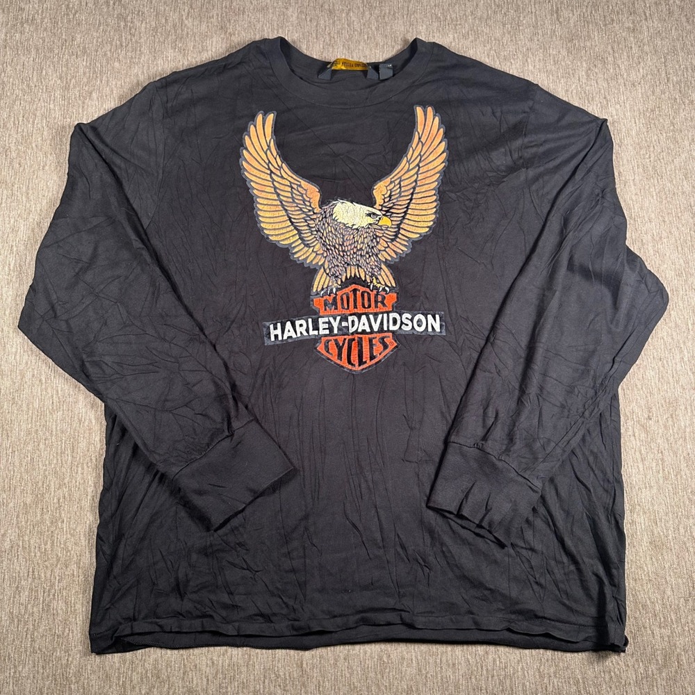 Harley-Davidson Mens Eagle Graphic Long Sleeve T-Shirt Black 2XL Regular